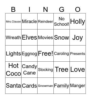 Christmas Bingo Card
