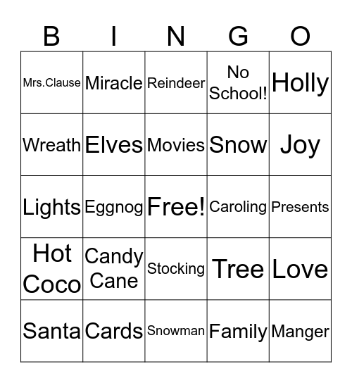 Christmas Bingo Card