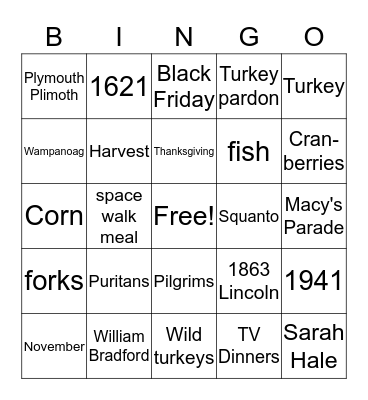 Thanksgiving Bingo Card