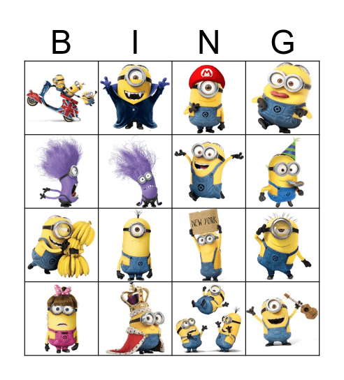 Minion Bingo Card