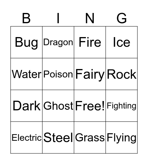Pokémon Hunt Bingo Card