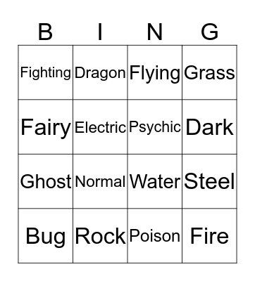 Pokémon Hunt Bingo Card