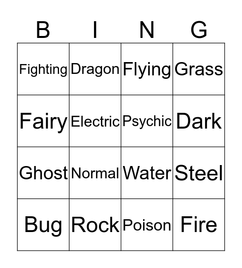 Pokémon Hunt Bingo Card