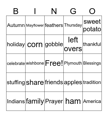 Thanksgiving  Bingo Card