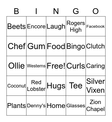 Bingo with Phyllis Bingo Card