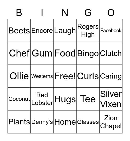 Bingo with Phyllis Bingo Card