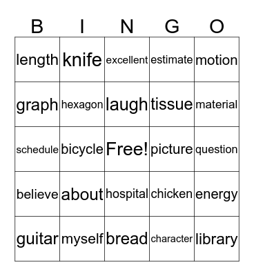 3rd Grade Sight Words Bingo Card