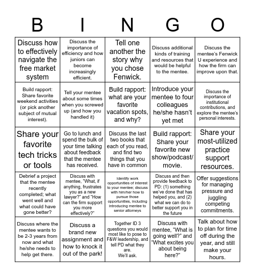 Fenwick & West Bingo! Bingo Card