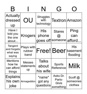 Rocky Tropes Bingo Card