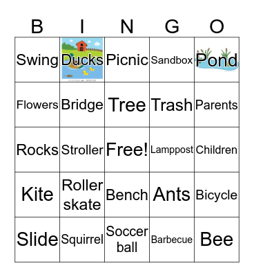 Things Found in a Park Bingo Card