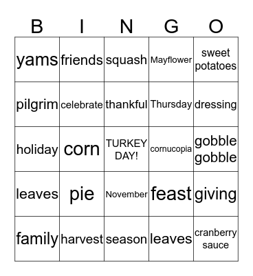 THANKSGIVING BINGO Card