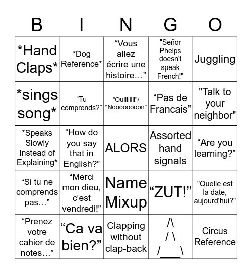 FRENETTE BINGO Card