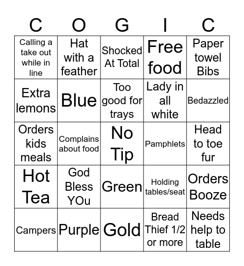 COGIC Bingo Card