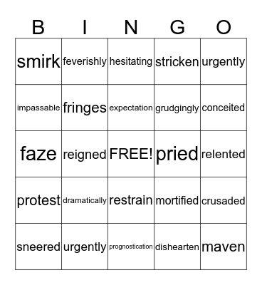 Vocabulary Theme #1 Bingo Card