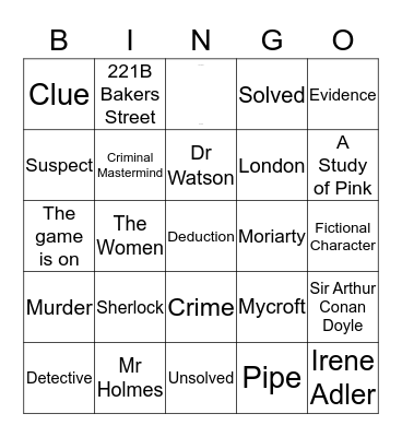 Sherlock Holmes Bingo Card