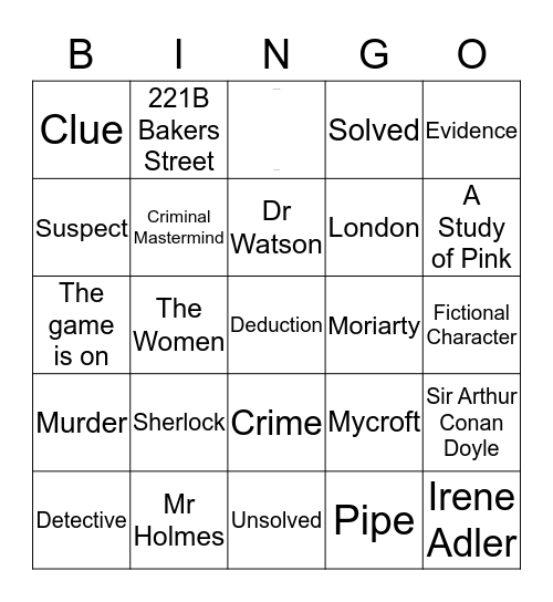 Sherlock Holmes Bingo Card