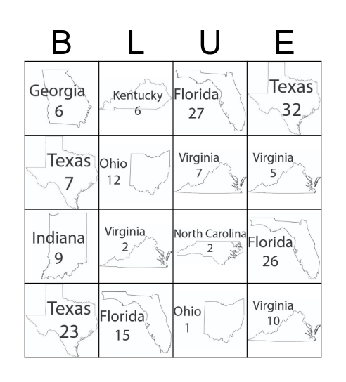 House of Reps Group 1 Bingo Card