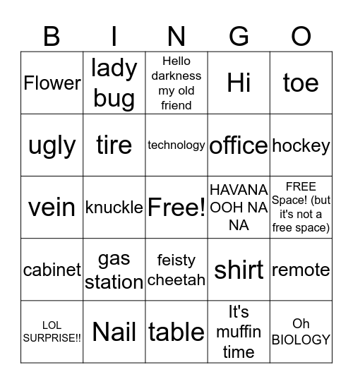 On The Go Fun: A sad, sad bingo game Bingo Card