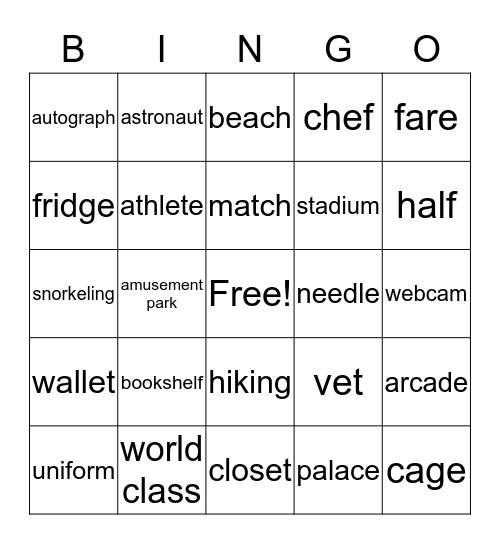 LISTENING POP Bingo Card