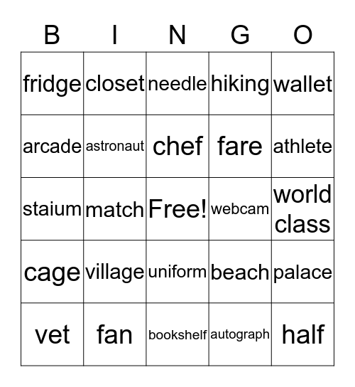 LISTENING POP Bingo Card