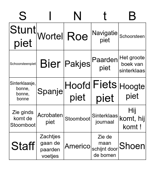 Bier En Pepernoten Bingo Card