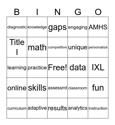 IXL Bingo Card