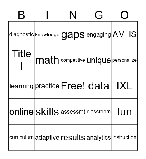 IXL Bingo Card