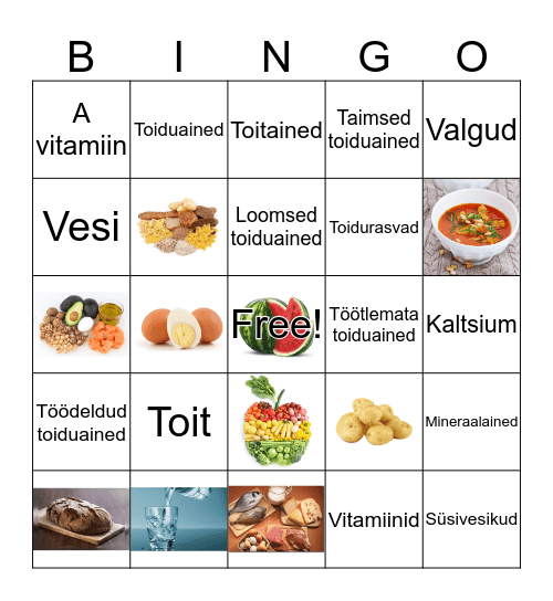 Toit, toiduaine, toitaine Bingo Card