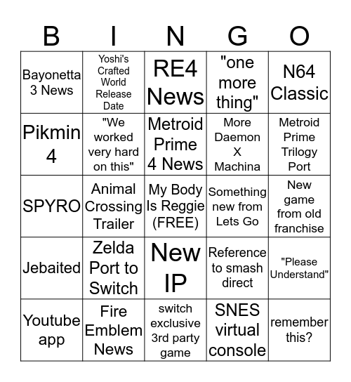 Nov 8 Direct Bingo Card