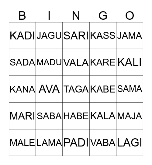 LÜHIKE A Bingo Card