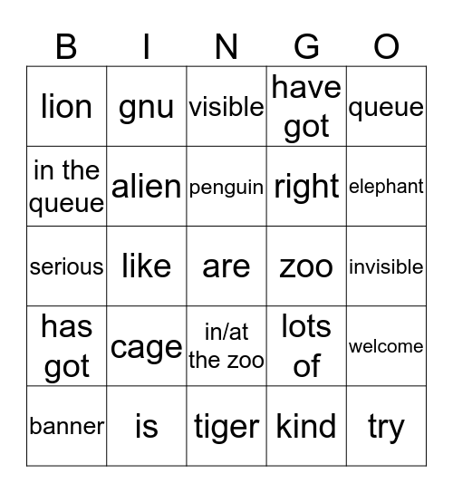 Classroom Vocabulary Bingo