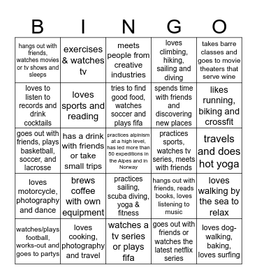 Find a person who.. Bingo Card