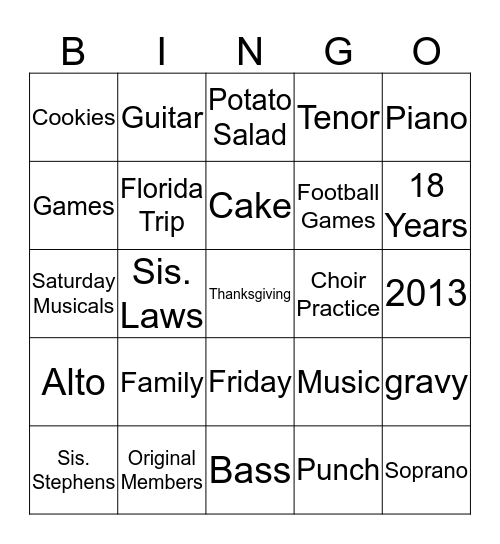 Thanksgiving Bingo Card