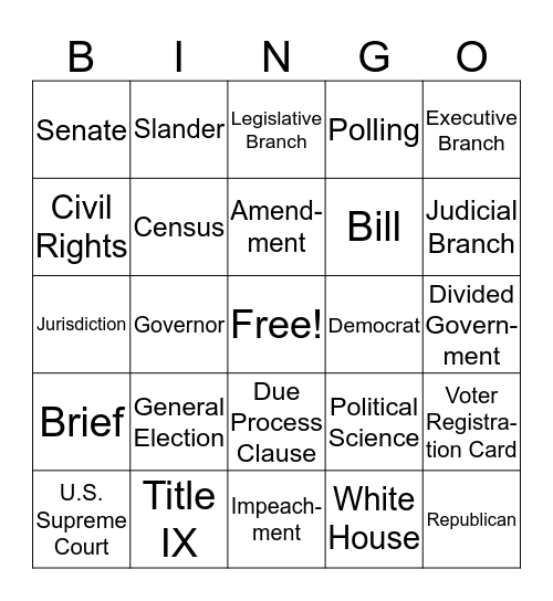 ELECTION DAY  Bingo Card