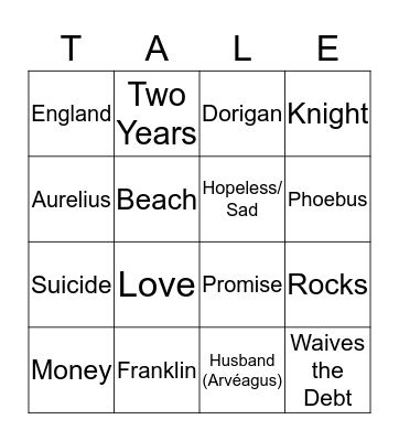 The Franklin's Tale Bingo Card