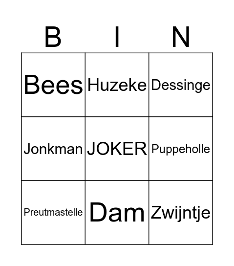 DIALECT BINGO Card