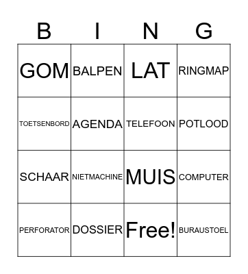 BUREELMATERIAAL Bingo Card