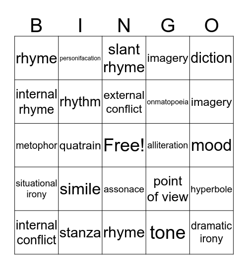 Poe  Bingo Card