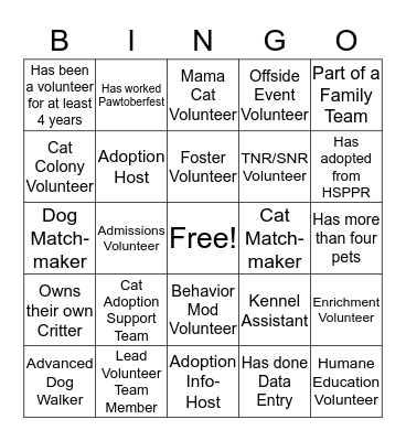 Platinum Paws Bingo Card