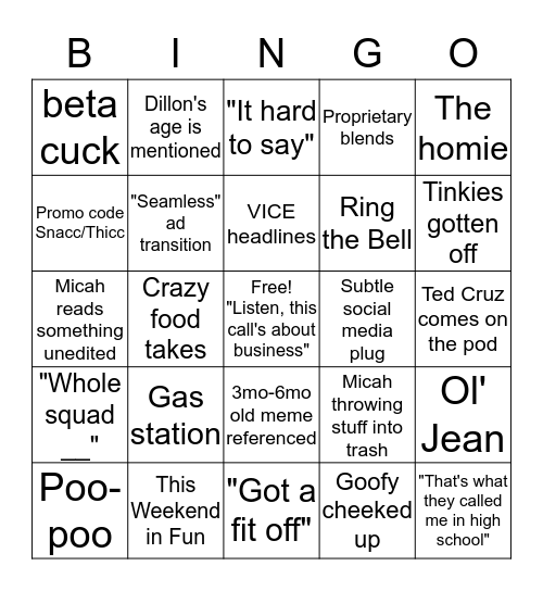 Touching Base Bingo Card