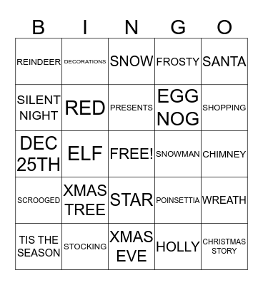 WDA HOLIDAY BINGO Card