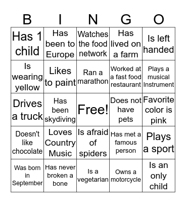 BEI BINGO Card