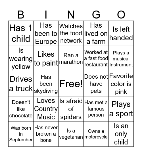 BEI BINGO Card