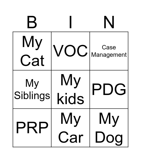 I'm Thankful For Bingo Card