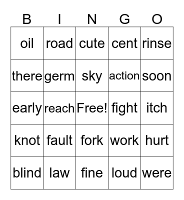Second Grade Bingo Card