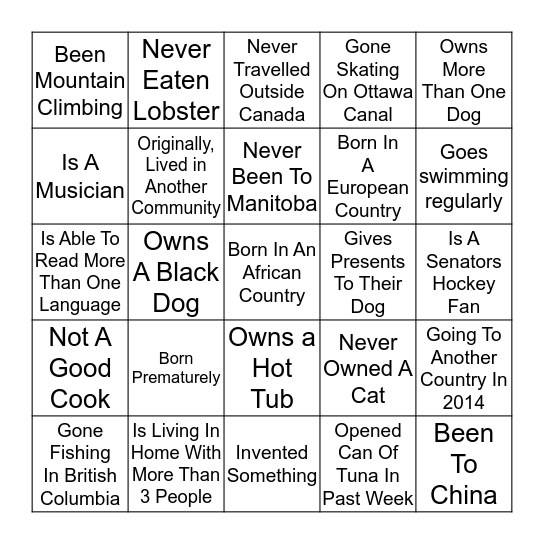 E.C.T.D. BINGO Card