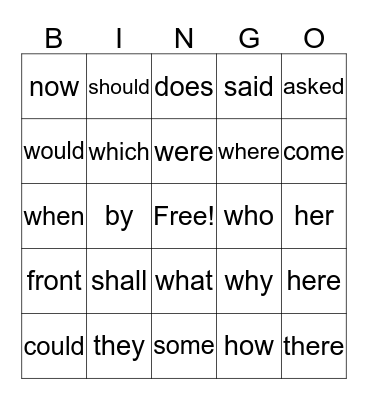 Arleen's Sight Words Bingo Card