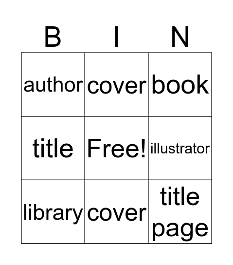 LIBRARY WORDS Bingo Card