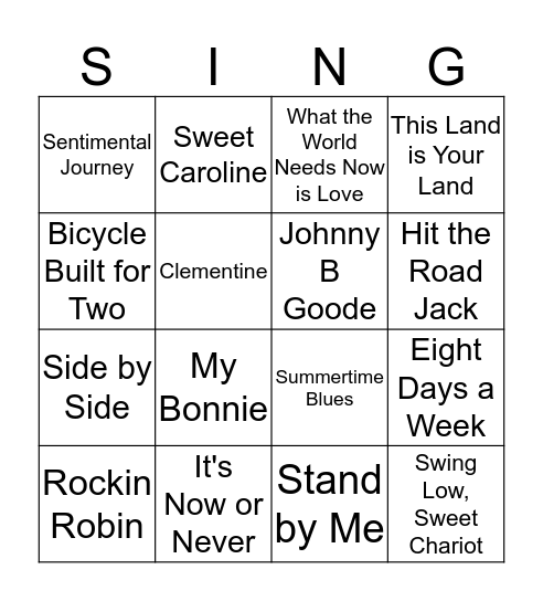Let's Sing! 2 Bingo Card