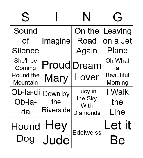 Let's Sing 1 Bingo Card